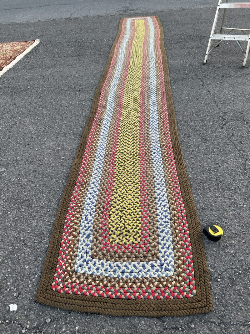 intage American Folk Art Hand-Knotted Braided Rug - RR5304
