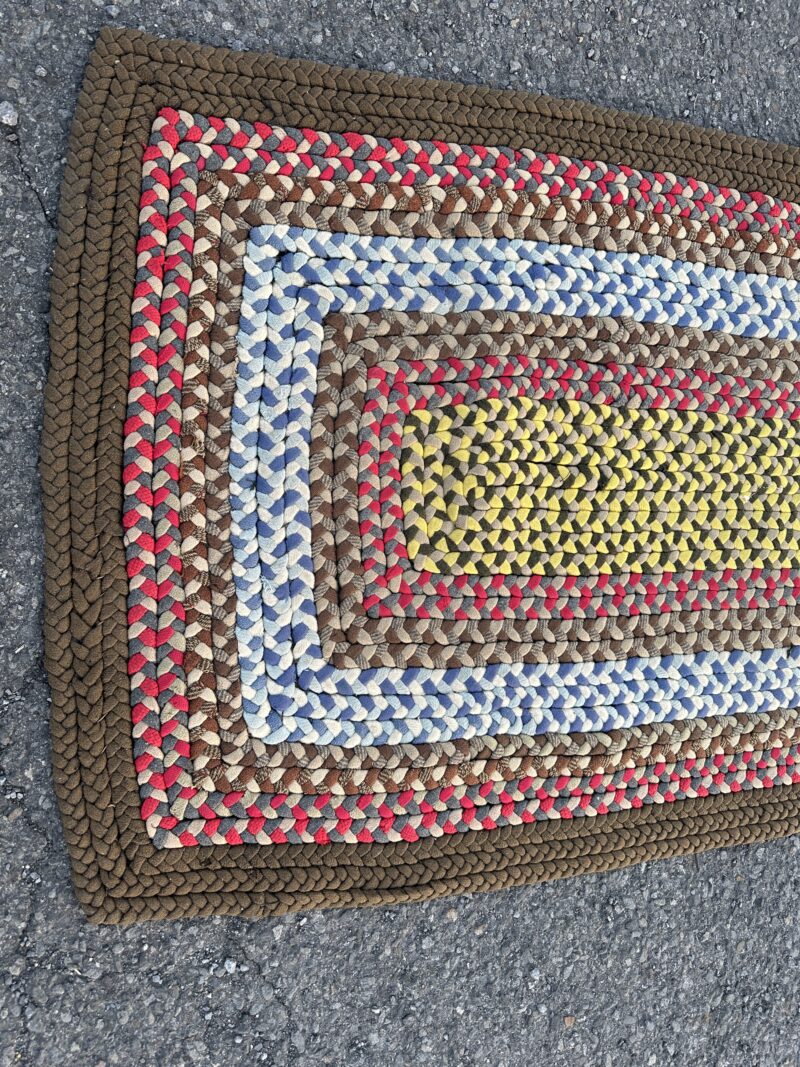 intage American Folk Art Hand-Knotted Braided Rug - RR5304 - Image 7