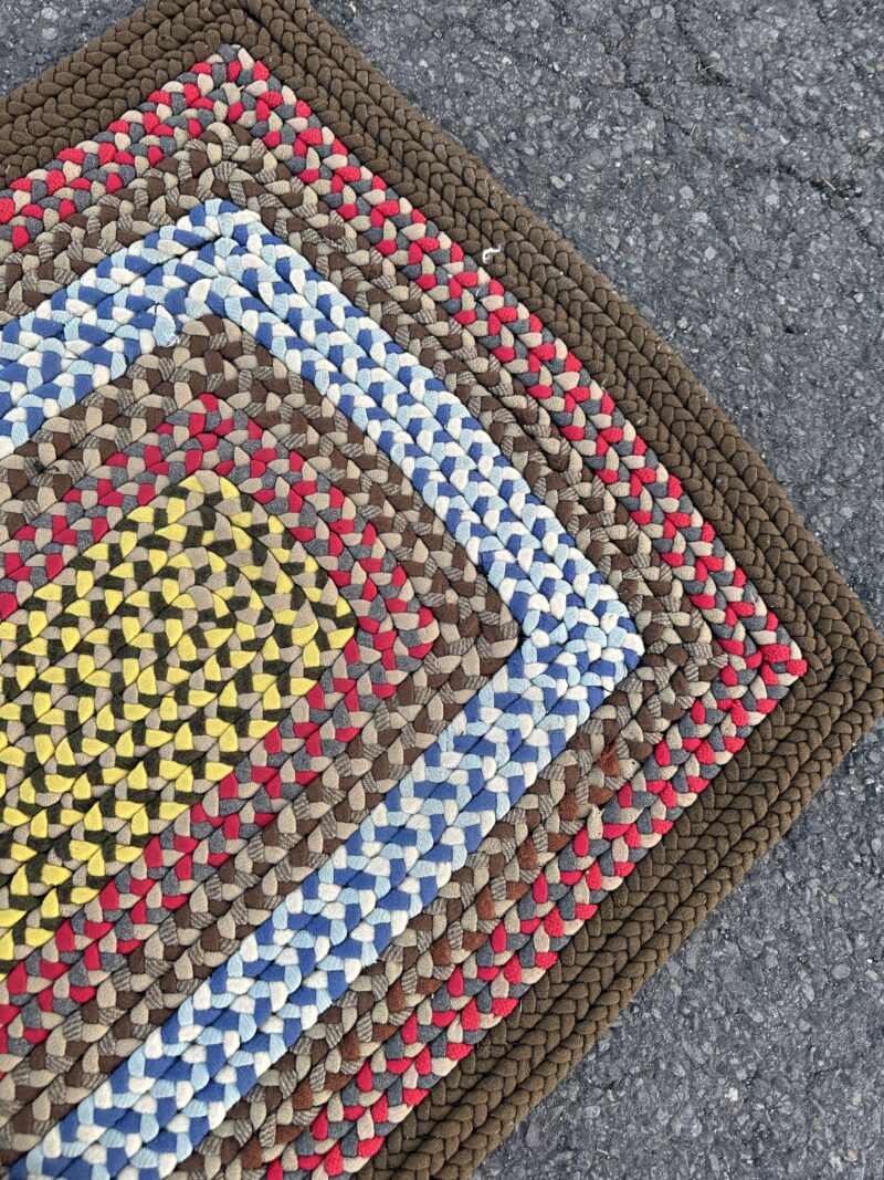 intage American Folk Art Hand-Knotted Braided Rug - RR5304 - Image 18