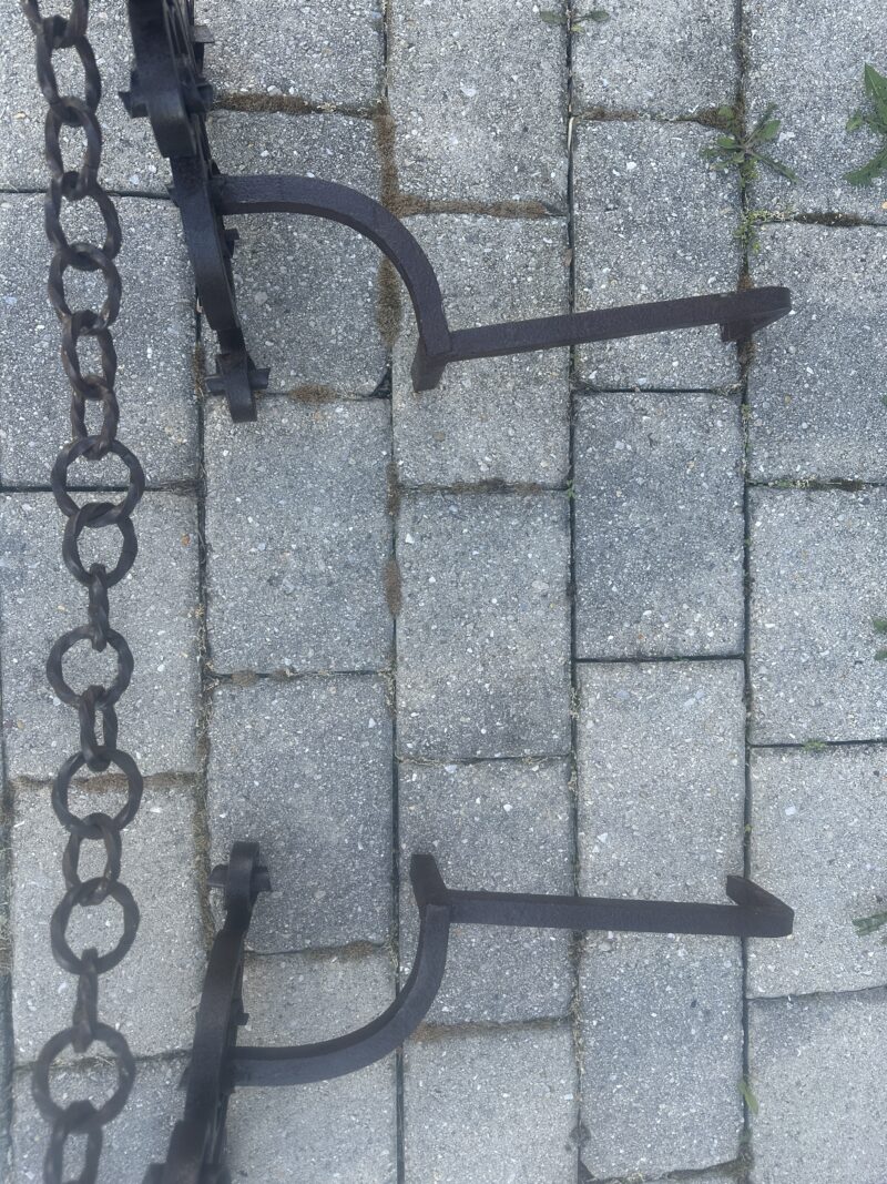 Very Ornate Antique Roycroft Arts & Crafts Wrought Iron Fireplace Andirons - E04 - Image 11