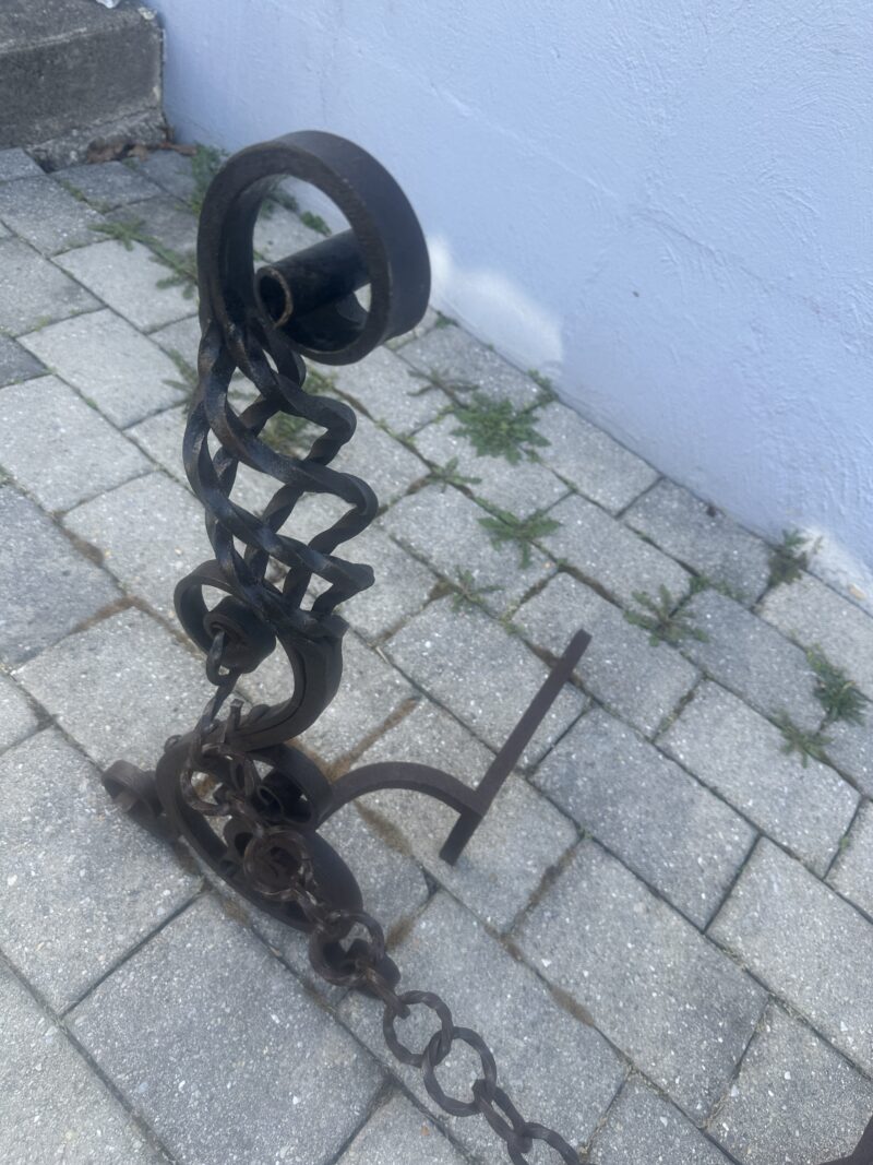 Very Ornate Antique Roycroft Arts & Crafts Wrought Iron Fireplace Andirons - E04 - Image 14