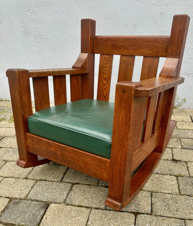Antique Arts & Crafts Arm Rocking Cube Chair by Wanamaker - Stickley Era - Image 19