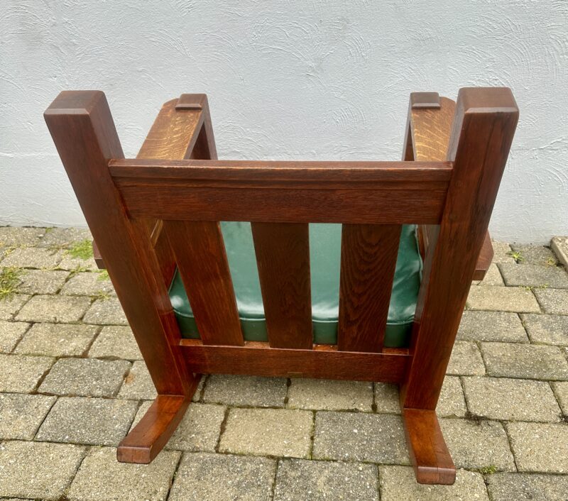 Antique Arts & Crafts Arm Rocking Cube Chair by Wanamaker - Stickley Era - Image 13