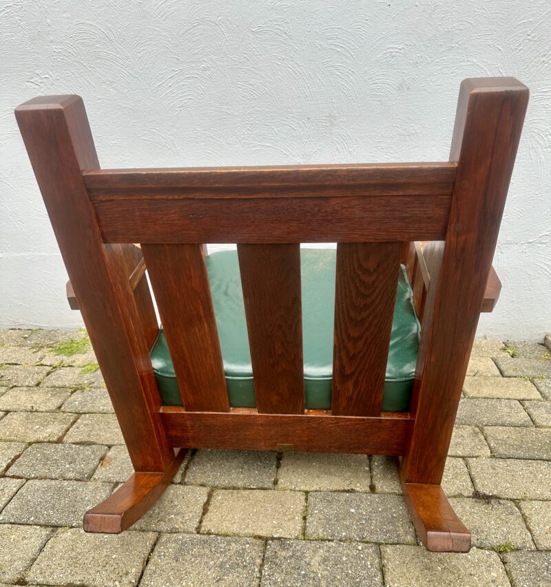 Antique Arts & Crafts Arm Rocking Cube Chair by Wanamaker - Stickley Era - Image 12