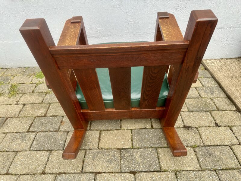 Antique Arts & Crafts Arm Rocking Cube Chair by Wanamaker - Stickley Era - Image 7