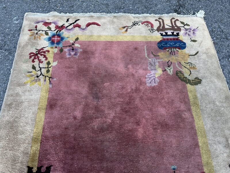 Antique Art Deco Chinese Oriental Rug   APPROX. 4'X7' Good Condition - Image 21