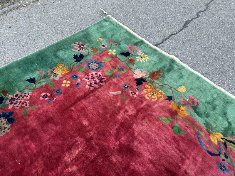 Superb Antique Deco Chinese Rug, Dark Fuschia and Fern Green - RR4671 - Image 6