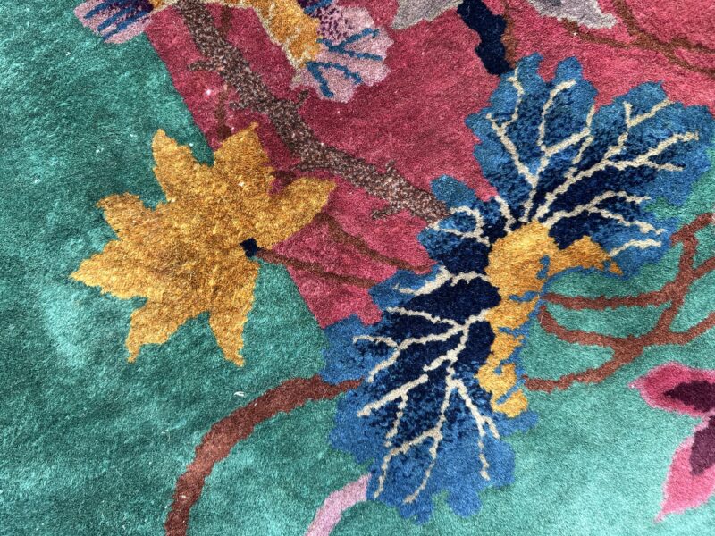 Superb Antique Deco Chinese Rug, Dark Fuschia and Fern Green - RR4671 - Image 5