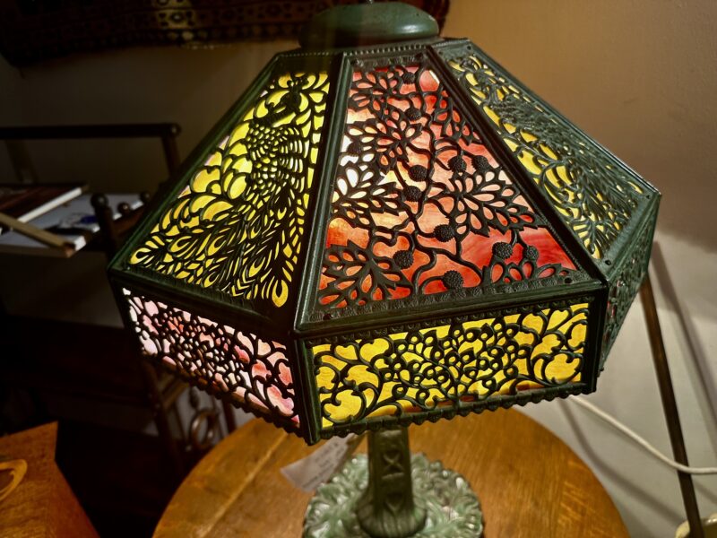 SUPERB Antique Peacock Arts & Crafts Lamp by B&H - Stickley era - Image 3