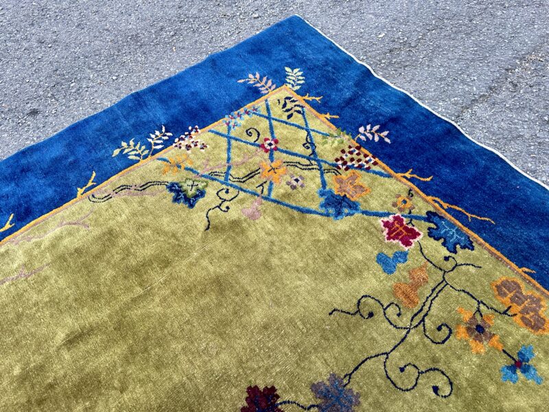 Antique Art Deco Chinese Rug with Olive and Violet Colors and Hints of Gold RR5164 - Image 11