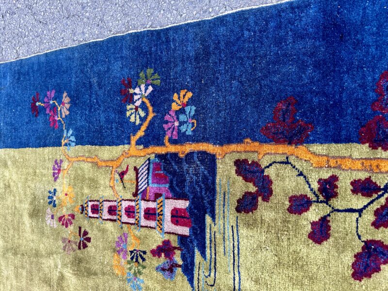 Antique Art Deco Chinese Rug with Olive and Violet Colors and Hints of Gold RR5164 - Image 10