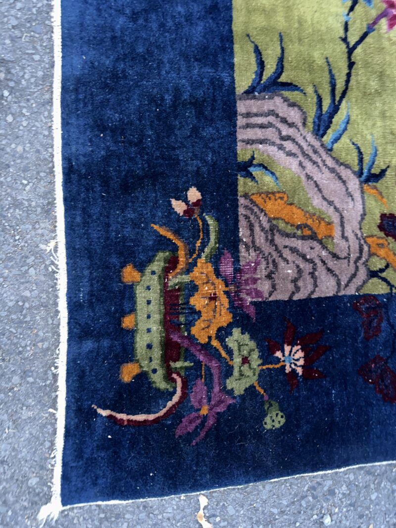 Antique Art Deco Chinese Rug with Olive and Violet Colors and Hints of Gold RR5164 - Image 4