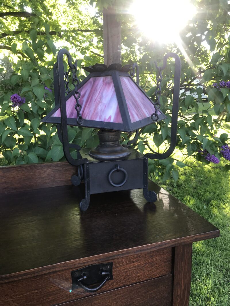 Antique Arts & Crafts Miller oil table lamp - w4014 - Image 12