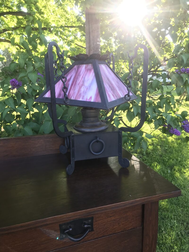 Antique Arts & Crafts Miller oil table lamp - w4014 - Image 11