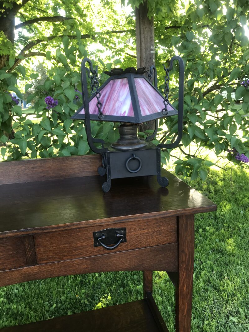 Antique Arts & Crafts Miller oil table lamp - w4014 - Image 10