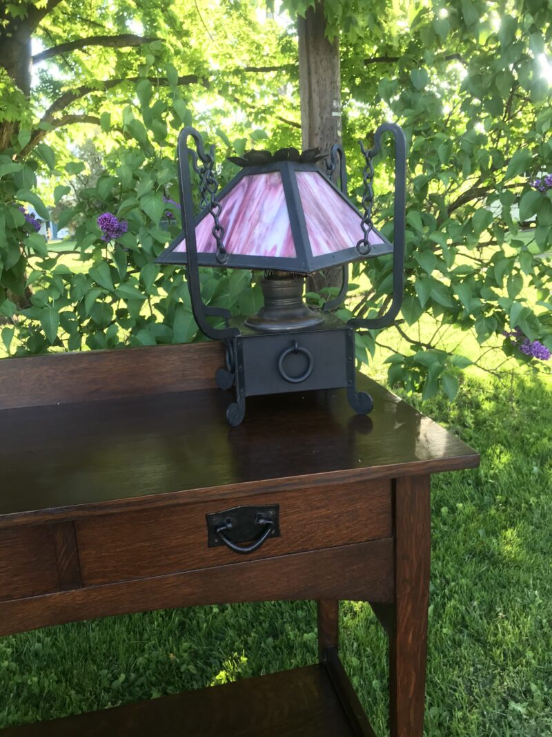 Antique Arts & Crafts Miller oil table lamp - w4014 - Image 13