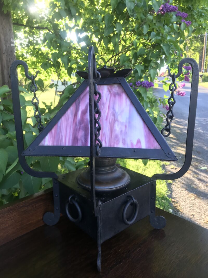 Antique Arts & Crafts Miller oil table lamp - w4014 - Image 2