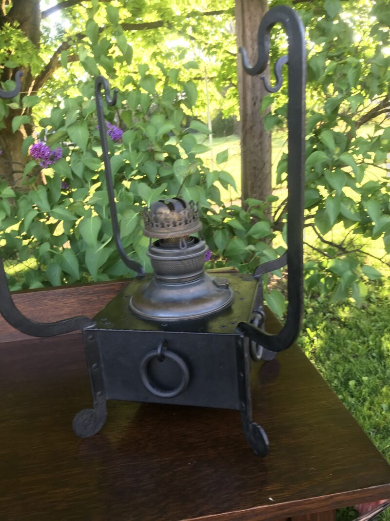 Antique Arts & Crafts Miller oil table lamp - w4014 - Image 4