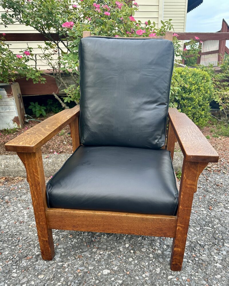 Antique GUSTAV STICKLEY open arm Morris chair - w8051 - Image 11