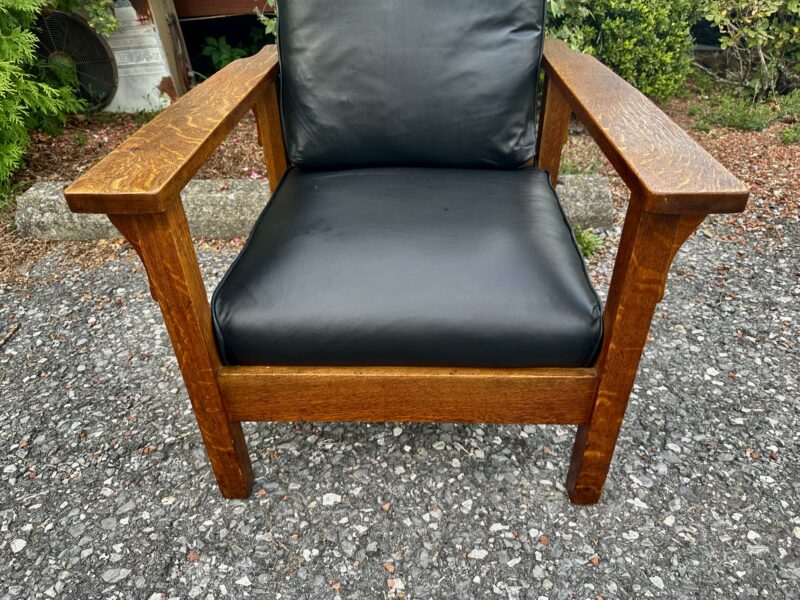 Antique GUSTAV STICKLEY open arm Morris chair - w8051 - Image 9
