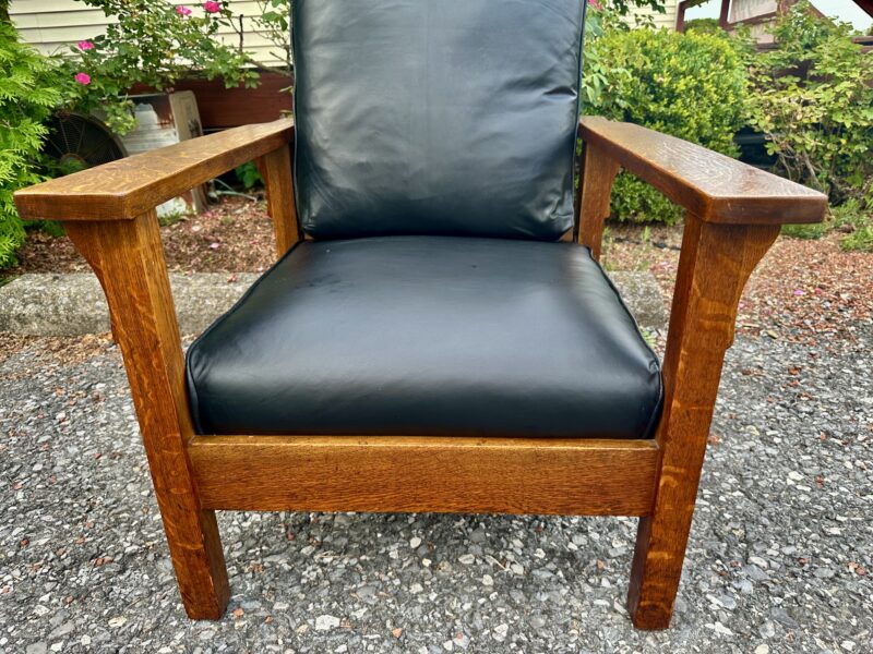 Antique GUSTAV STICKLEY open arm Morris chair - w8051 - Image 7