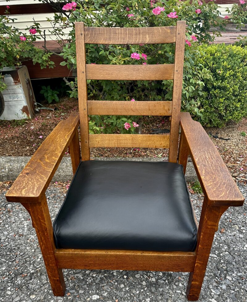 Antique GUSTAV STICKLEY open arm Morris chair - w8051 - Image 14