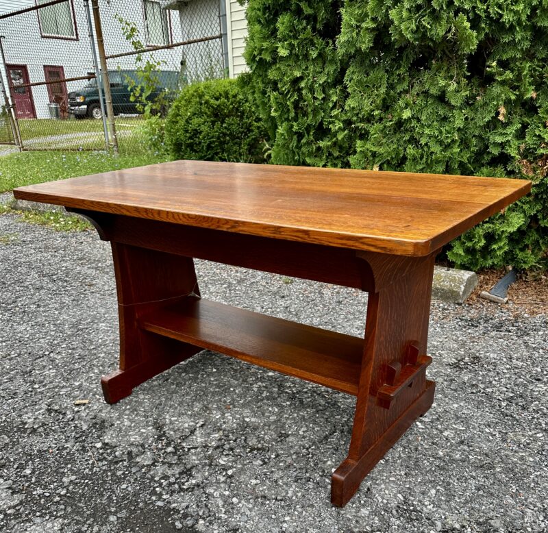 Early STICKLEY BROS. Library Table circa 1902 with shoe feet on bottom - SOLD - Image 2