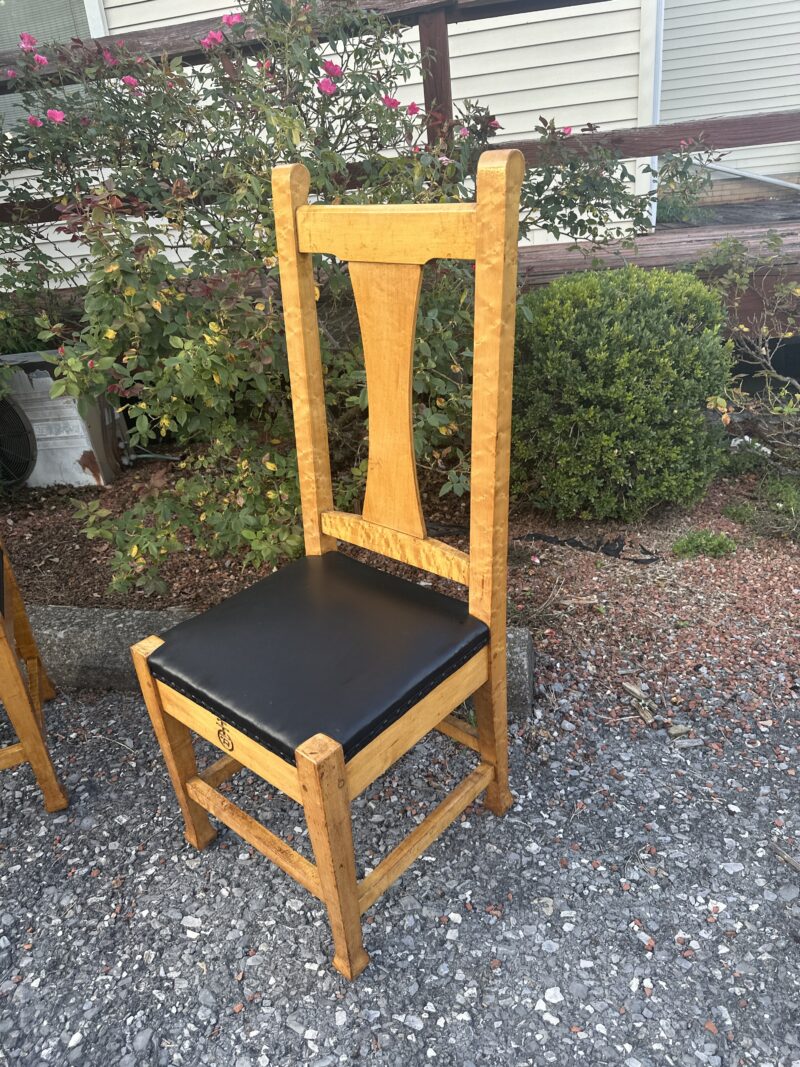 Pair of Roycroft Bird's Eye Maple Chairs - circa early 1900s - SOLD!! - Image 6