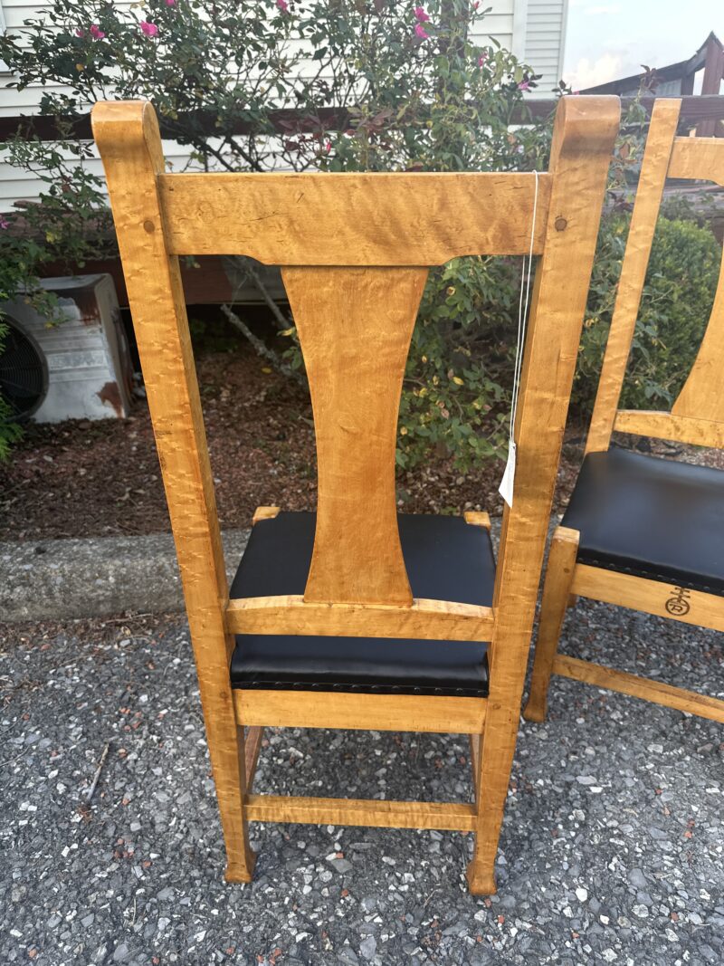 Pair of Roycroft Bird's Eye Maple Chairs - circa early 1900s - SOLD!! - Image 3