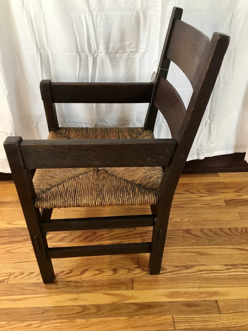 SUPERB Rare Circa 1901 GUSTAV STICKLEY Thurdan Arm Chair with Original Rush Seat  WXXXX                                                                 SOLD - Image 23