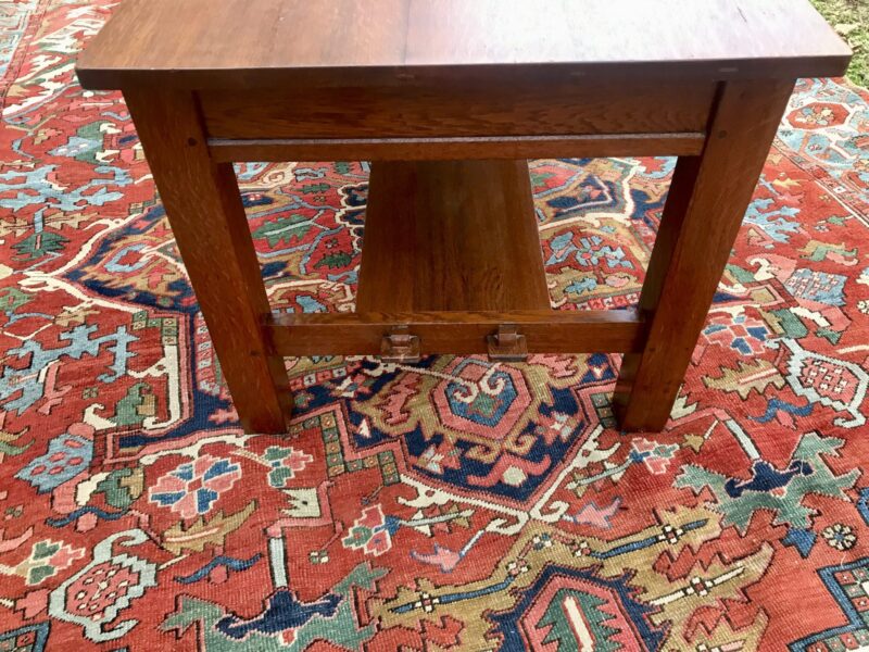 Great Antique L&JG STICKLEY three drawer Library Table  W081 - Image 17