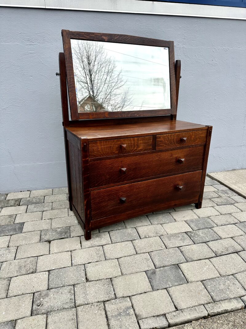 SUPERB Quality Gustav Stickley Dresser with Mirror circa 1901 - Image 6