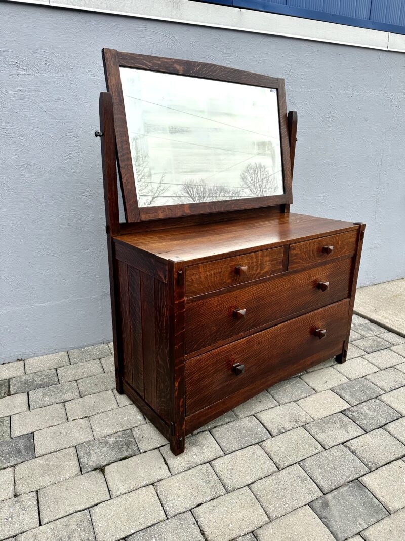 SUPERB Quality Gustav Stickley Dresser with Mirror circa 1901 - Image 4