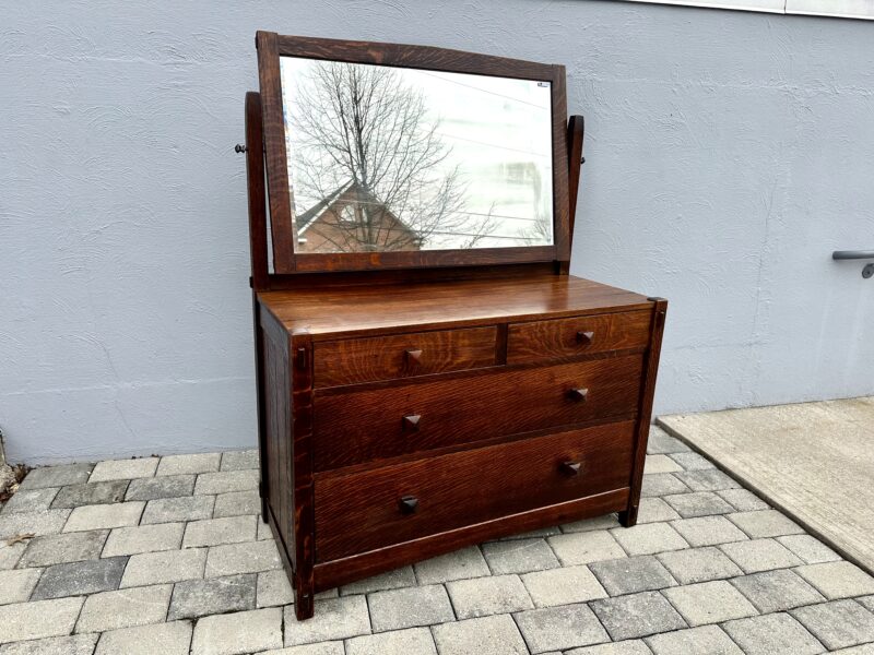 SUPERB Quality Gustav Stickley Dresser with Mirror circa 1901
