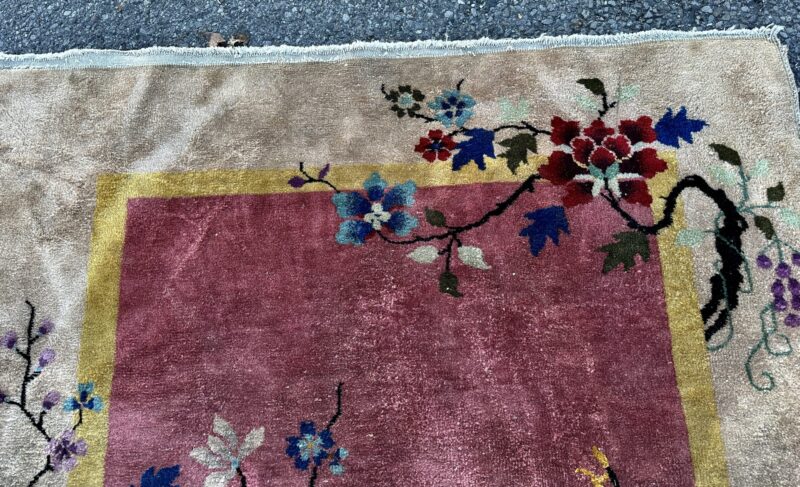 Antique Art Deco Chinese Oriental Rug   APPROX. 4'X7' Good Condition - Image 7