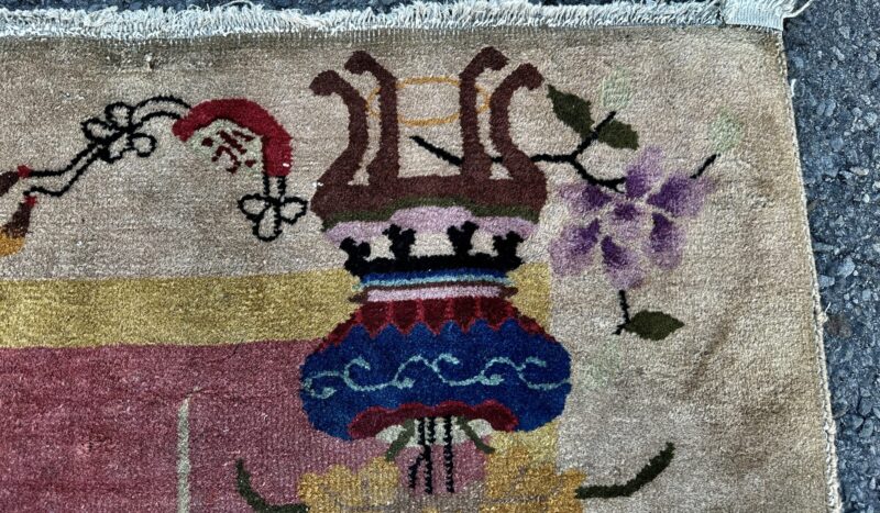 Antique Art Deco Chinese Oriental Rug   APPROX. 4'X7' Good Condition - Image 4