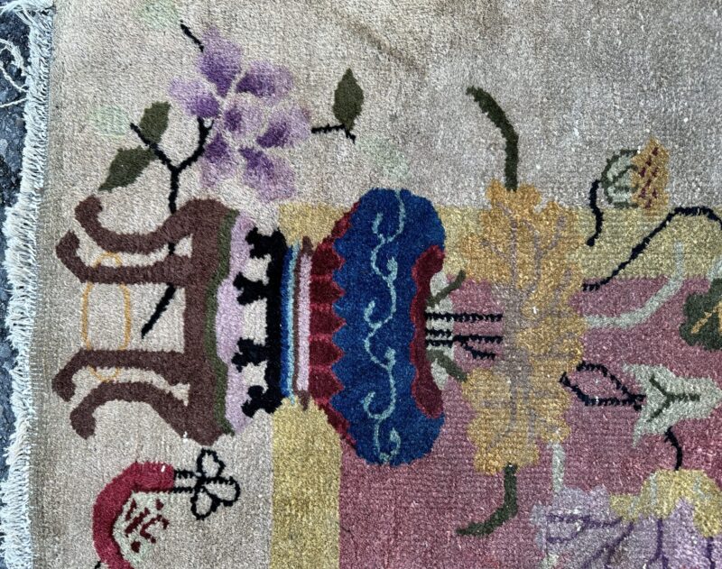 Antique Art Deco Chinese Oriental Rug   APPROX. 4'X7' Good Condition - Image 3