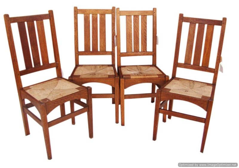 Great Antique Set of 4 Gustav Stickley Dining Chairs w3338 - Image 3