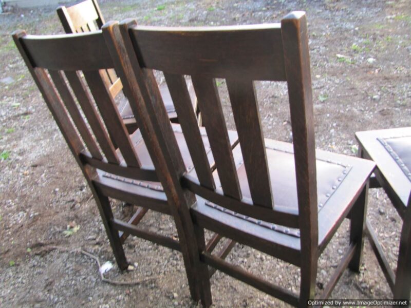Antique Set of 4 Arts and Crafts Stickley Brothers style chairs W4303 - Image 10