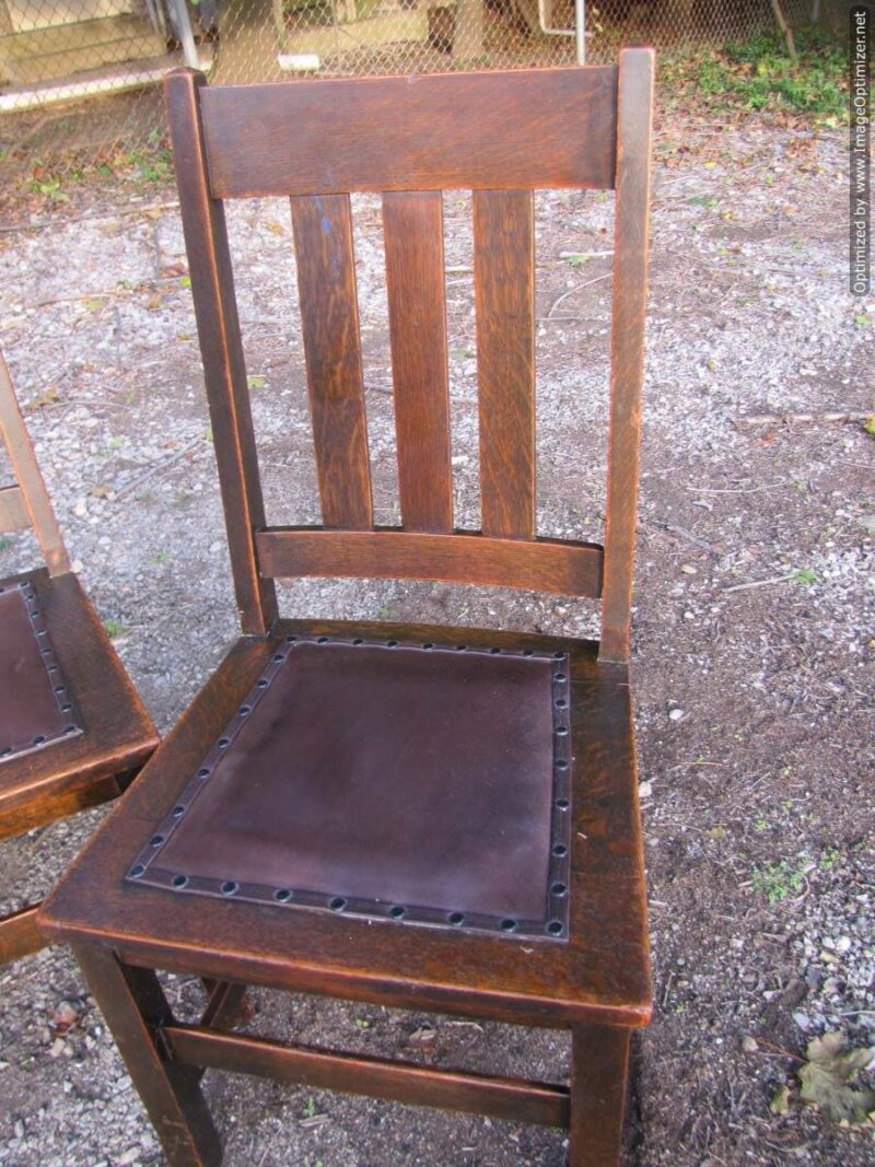 Antique Set of 4 Arts and Crafts Stickley Brothers style chairs W4303 - Image 4