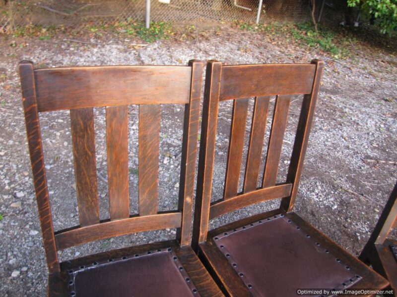 Antique Set of 4 Arts and Crafts Stickley Brothers style chairs W4303 - Image 5