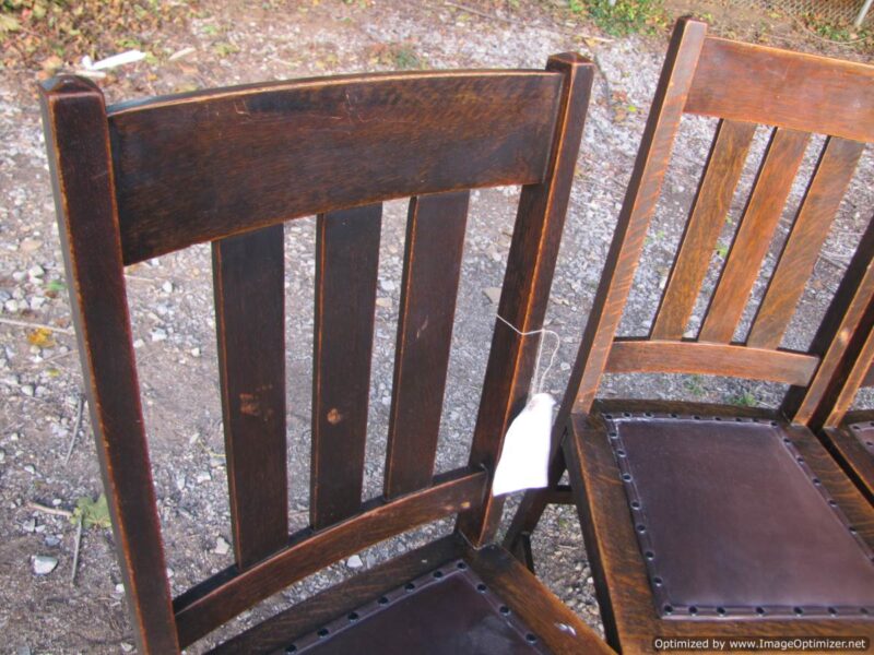 Antique Set of 4 Arts and Crafts Stickley Brothers style chairs W4303 - Image 6