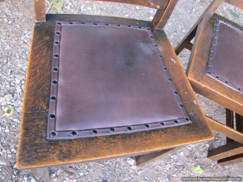 Antique Set of 4 Arts and Crafts Stickley Brothers style chairs W4303 - Image 7