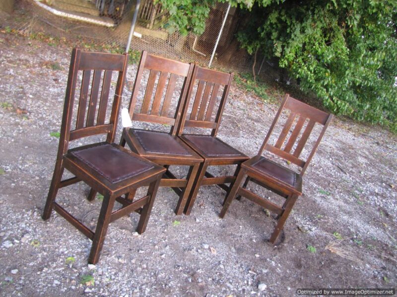 Antique Set of 4 Arts and Crafts Stickley Brothers style chairs W4303 - Image 8