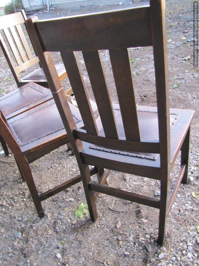 Antique Set of 4 Arts and Crafts Stickley Brothers style chairs W4303 - Image 9