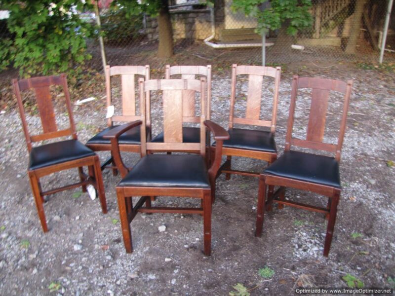 Great Antique set of 6 Limbert Dining Chairs A&C Stickley era W4430 - Image 3