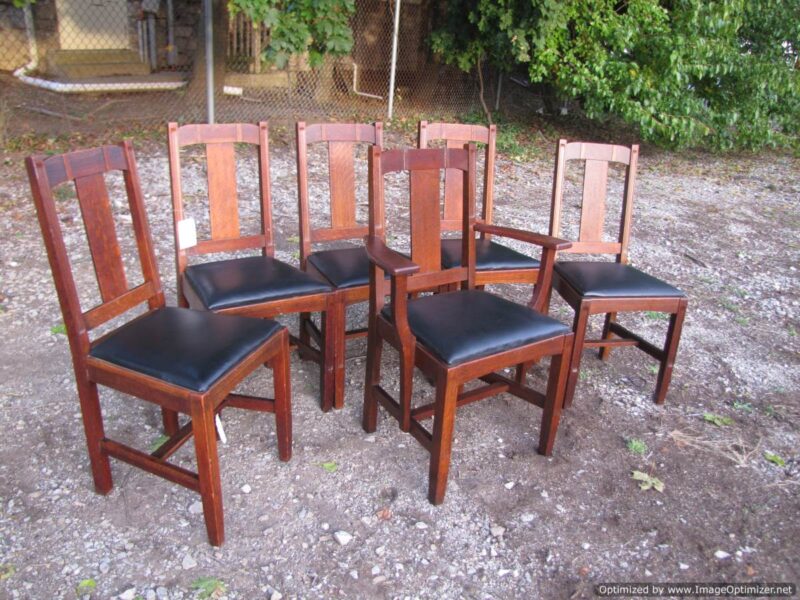 Great Antique set of 6 Limbert Dining Chairs A&C Stickley era W4430