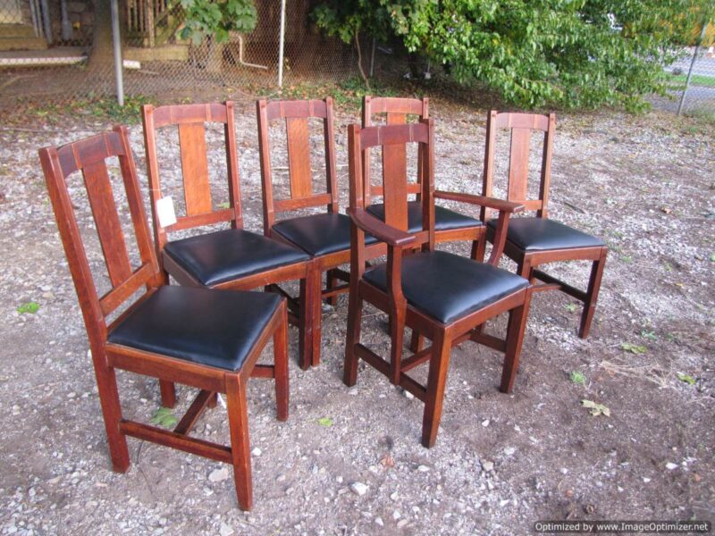 Great Antique set of 6 Limbert Dining Chairs A&C Stickley era W4430 - Image 5