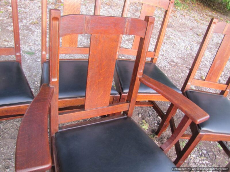 Great Antique set of 6 Limbert Dining Chairs A&C Stickley era W4430 - Image 8