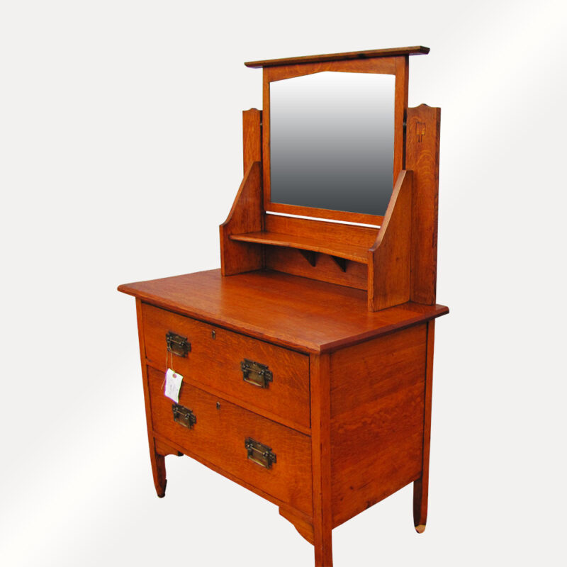 Antique Arts & Crafts Dresser with Inlay & Mirror W4467 - Image 10